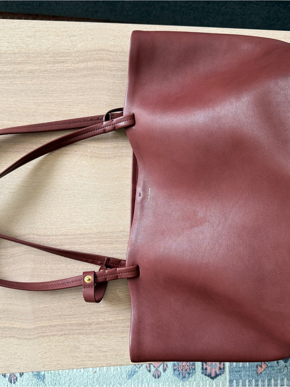 The Row Park Three Leather Tote in Cognac - Picture 2 of 8